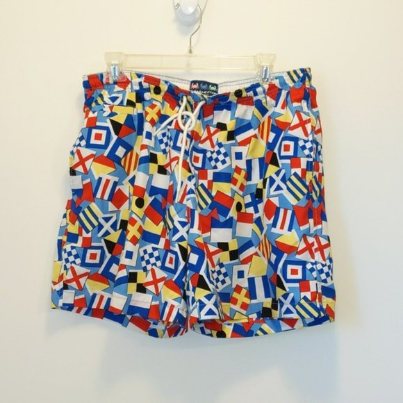 Charleston Threads Men's Size L World Flag Print Pool Swim Trunks - Picture 10 of 10